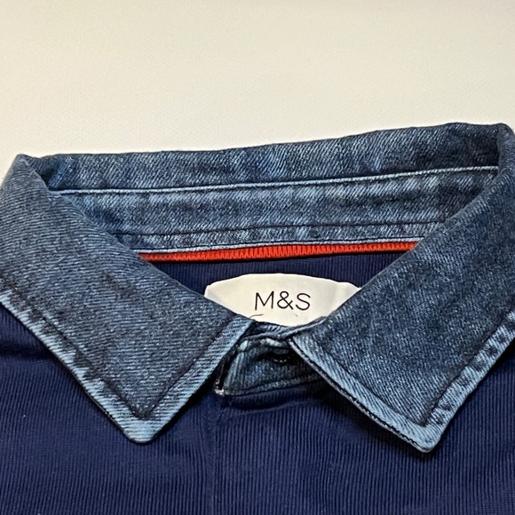 Marks & Spencer M&S Sweater Top Mens Retro Colorblock Striped Cotton Denim - Picture 7 of 16